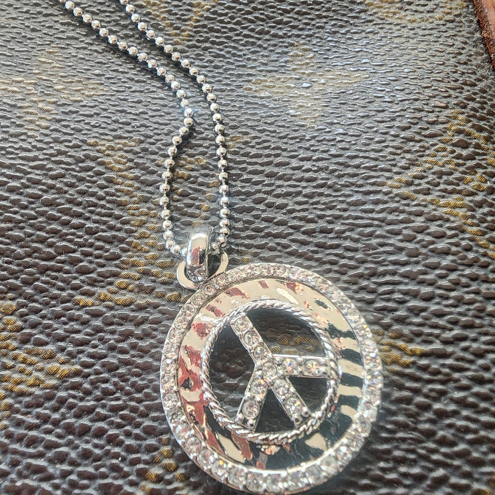 Lia Sophia Silver Peace Symbol Necklace